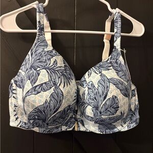 Cacique Navy Leaf Pattern Bra